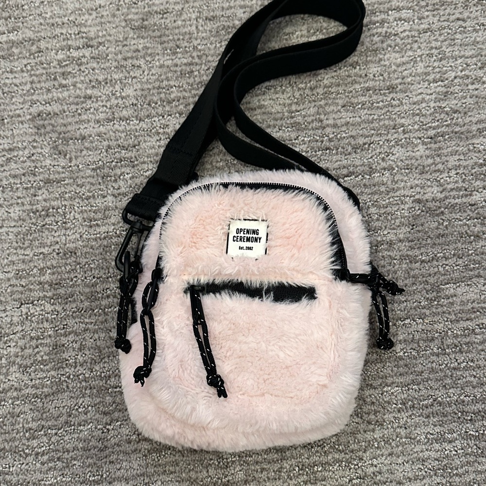 Opening Ceremony Fuzzy Pink and Black Crossbody Bag